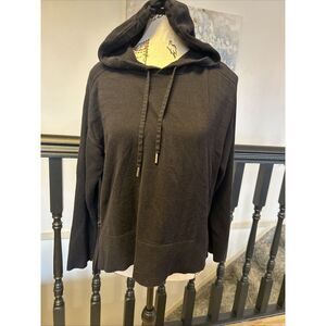 Workshop Black Pullover Hoodie Sweater High Low Side Slit Womens‎ SZ Lg